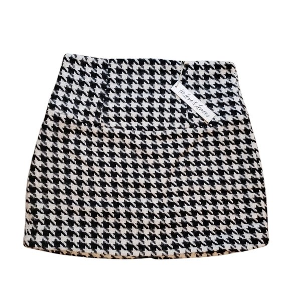 For Love And Lemons Houndstooth Zip Mini Skirt Large NWT - Picture 1 of 6